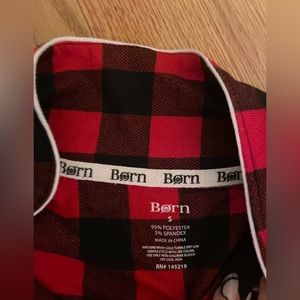 red and black pattered pj set